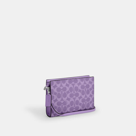 Coach Slim Crossbody Bag In Signature Canvas Iris Purple - Picture 8 of 9